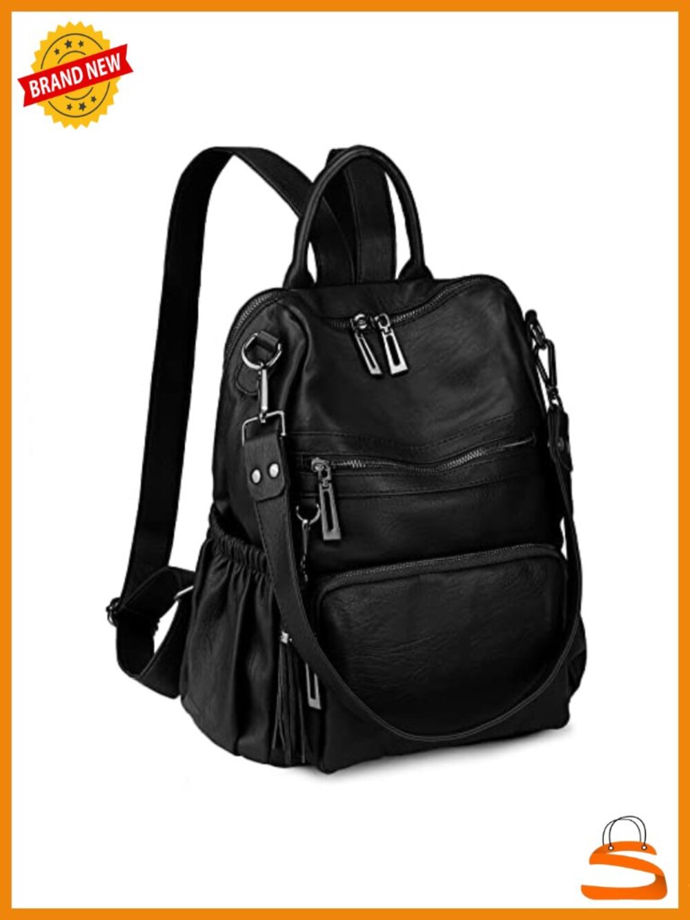 Vegan Leather Tassel Convertible Backpack Purse Shoulder Bag